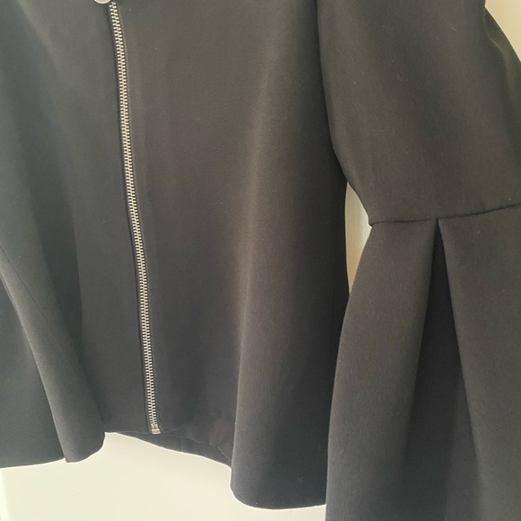 Alexis Off Shoulder Black Back Full Zip Top: Cardigan Sz M